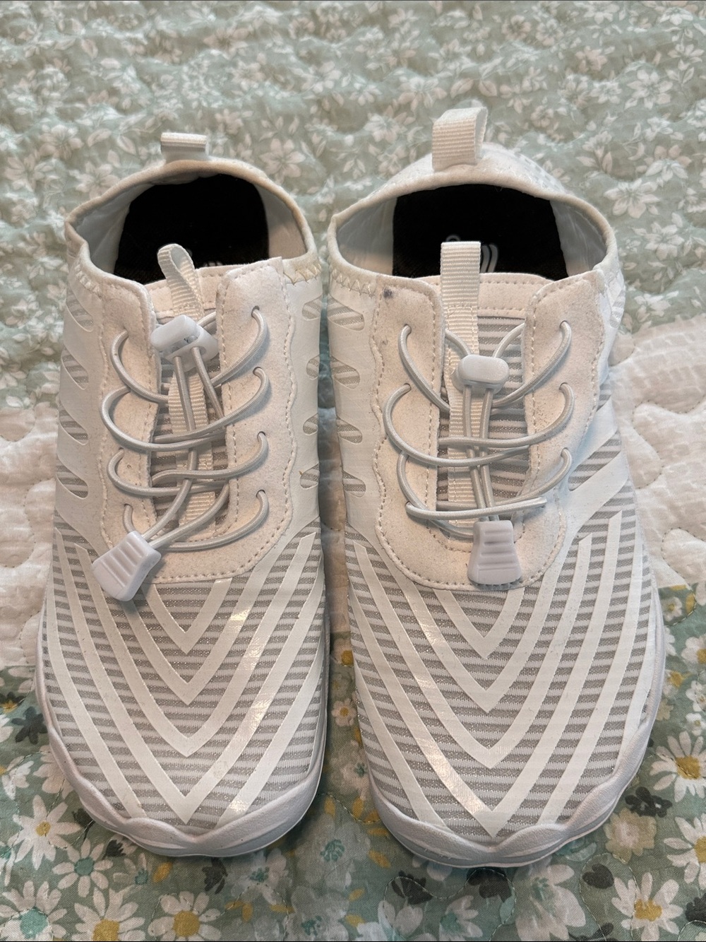 Grounded Footwear White Athletic Slip-On Sneakers with toggle Closure